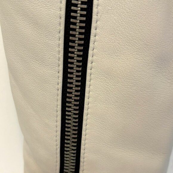 AllSaints Elora Tassel Leather Jacket White Sz 4-6 - Picture 5 of 12